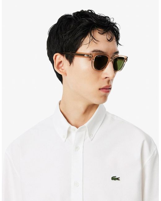 Lacoste White Casual Oxford Long Sleeve Shirt for men