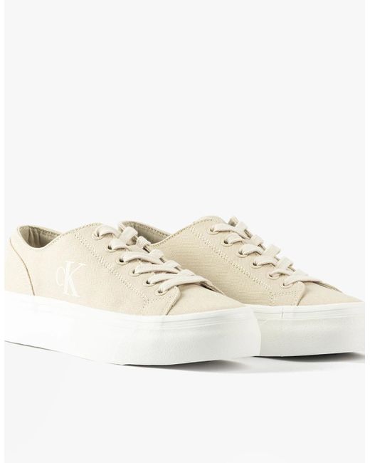 Calvin Klein White Vulc Flatform Low Trainers Eggshell/Creamy