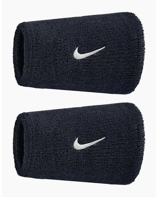 Nike Blue Classic Swoosh Double Wide Wristband (Pack Of 2)