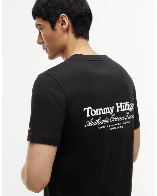Tommy Hilfiger Black Nautical Back Graphic T-Shirt Bds for men
