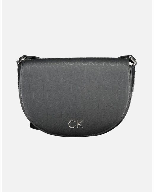 Calvin Klein Gray Adjustable Shoulder Bag With Logo And Magnet Closure