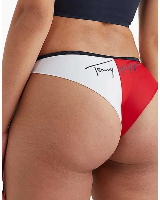 Tommy Hilfiger Black Brazilian Swim Bikini Bottoms, Desert Sky