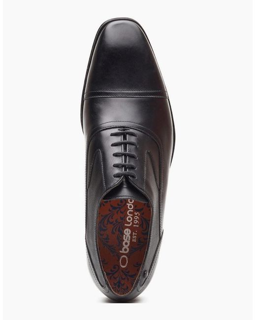 Base London Black Portico Toe Cap Oxford Shoes for men