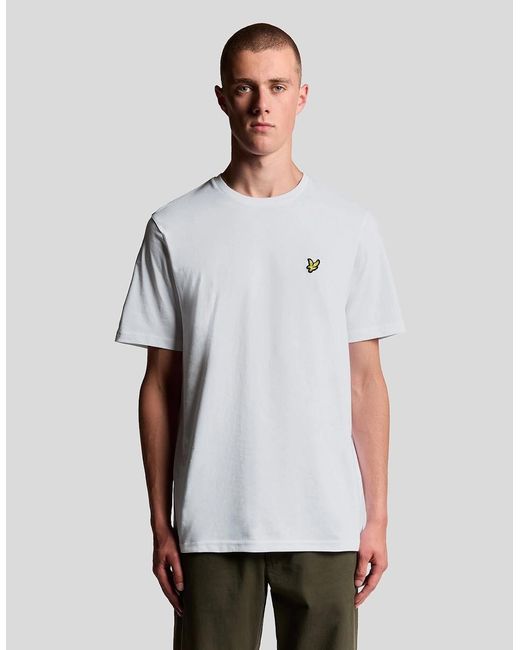 Lyle & Scott White Cotton Crew Neck T-Shirt for men
