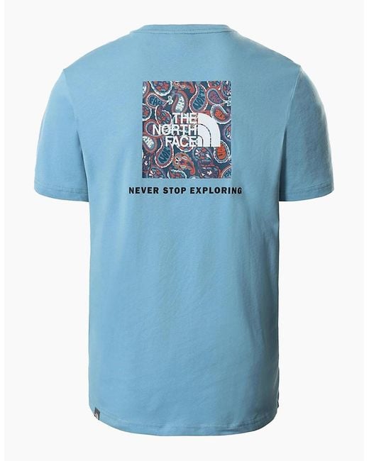 The North Face Blue T Shirts Crew Neck Short Sleeve Box Cotton Tee for men