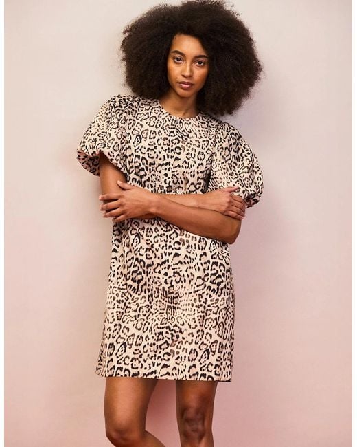 Ro&zo White Petite Leopard Print Pocket Detail Dress