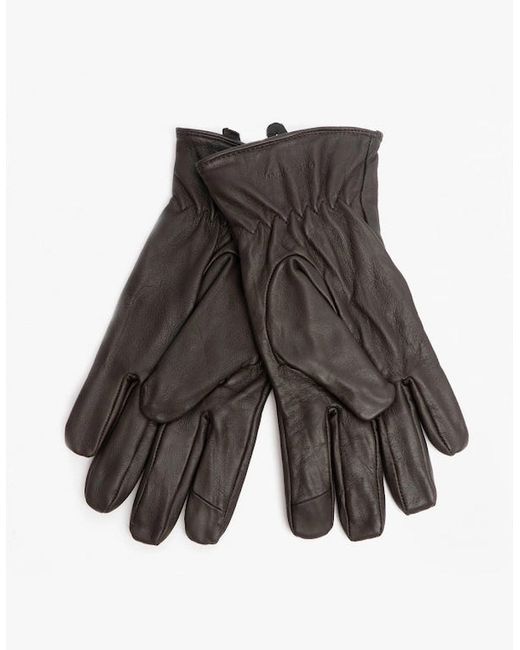 Jack & Jones Gray Montana Leather Gloves Dark Earth for men