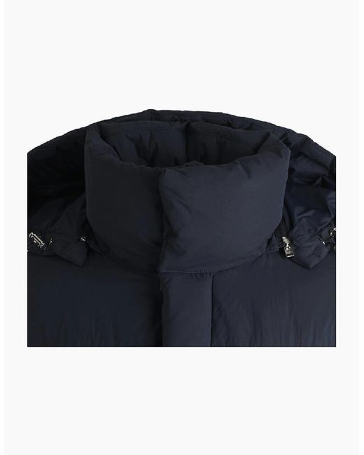 Boss Blue Celvie Hooded Snap Button Solid Patterned Puffer Jacket for men