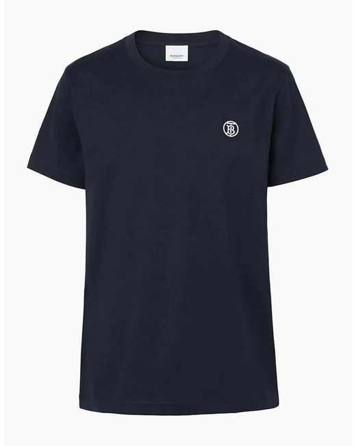 Burberry Blue 'Parker' Tb-Embroidered Logo T-Shirt for men