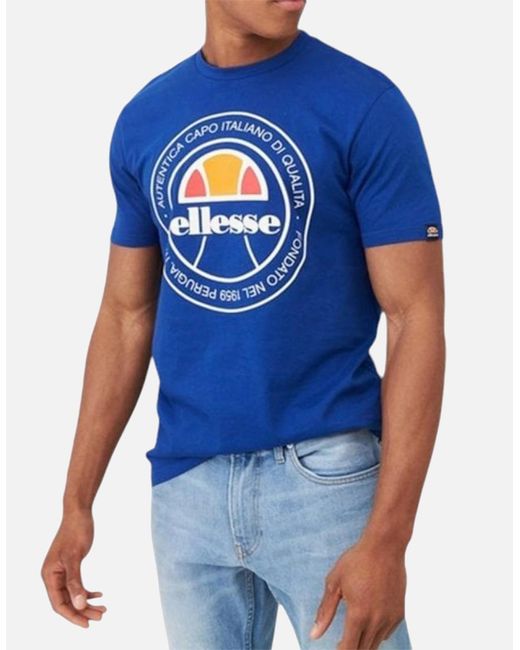 Ellesse Blue Monaldo T Shirts Crew Neck Short Sleeve Casual Cotton Tee Mid for men