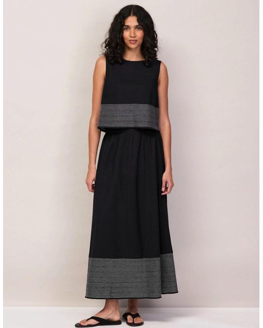 Ro&zo Green Cotton Contrast-Stitch Maxi Skirt