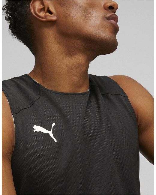 PUMA Black Hoops Team Reverse Practice Performance Basketball Jersey for men