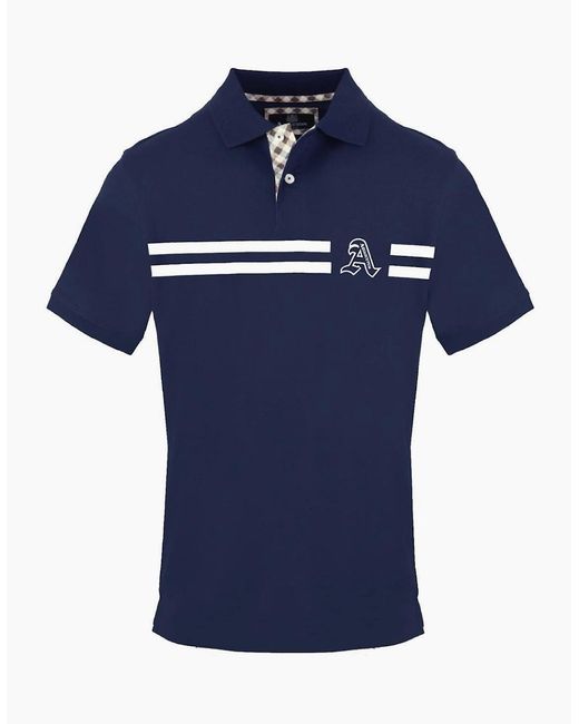 Aquascutum Blue Collared Neck Short Sleeve Polo Shirt for men