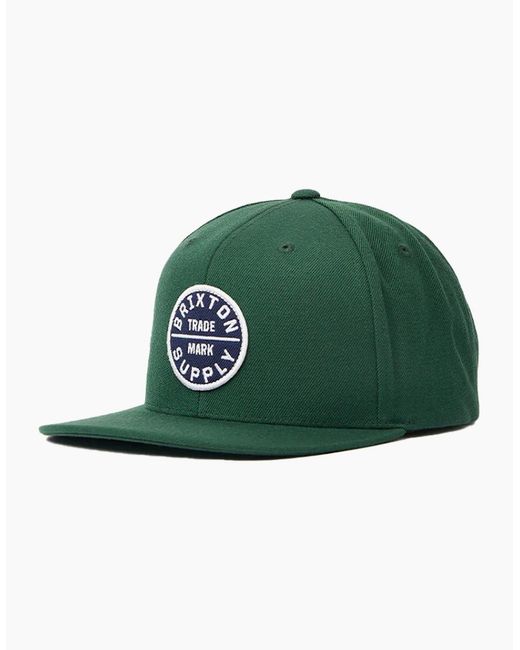 Brixton Green Oath Iii Pine Needle Snapback for men