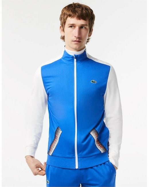 Lacoste Blue Regular Fit Zip Neck Long Sleeve Sweatshirt for men