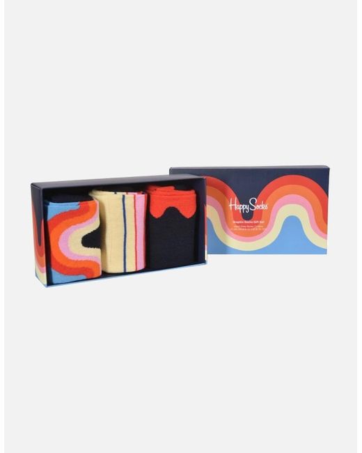 Happy Socks Multicolor 3-Pack Graphic Socks Gift Box for men