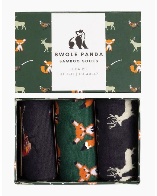 Swole Panda Black Bamboo Sock 3 Pack Gift Set