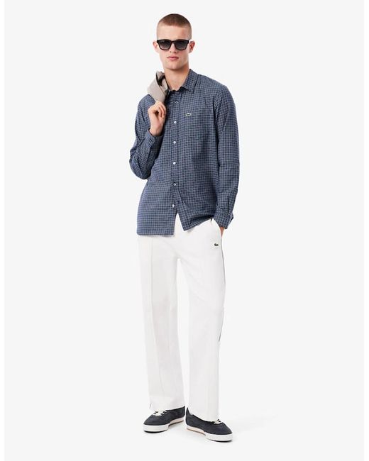 Lacoste Blue Regular Fit Plaid Flannel Shirt for men