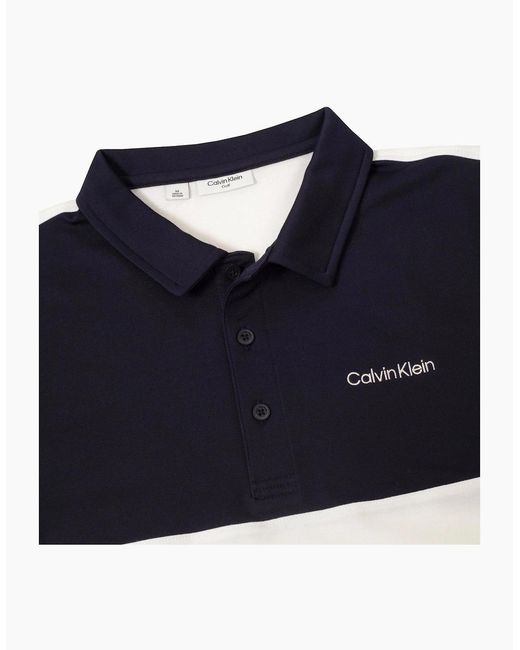 Calvin Klein Blue Embroidered Lacoste Lettering Collared Polo Shirt for men