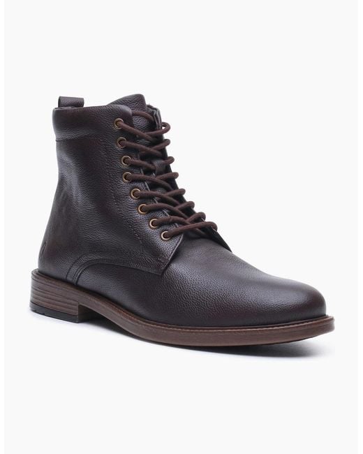 Hush Puppies Black Irwin Leather Ankle Boots for men