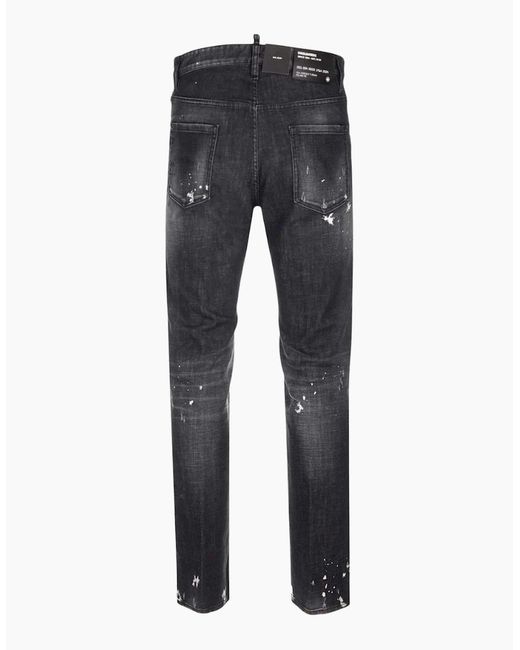 DSquared² Gray 642 Denim Paint Splash Denim Pants for men