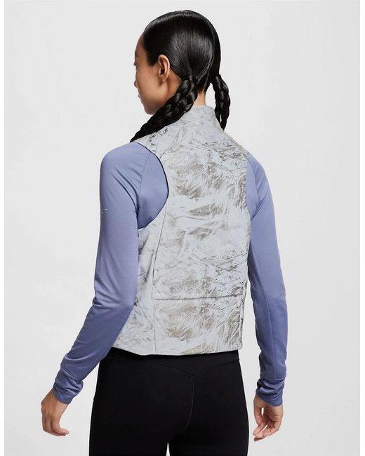 Nike Blue Abstract Patterned Two Zip Pocket Waist Coat