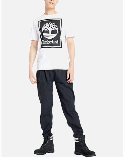Timberland White Printed T Shirts Short Sleeve Casual Cotton Top Quick Dry Tee for men