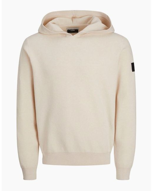Jack & Jones White Knit Hooded Regular Fit Sweatshirt for men