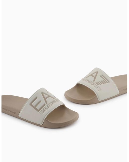 EA7 White Maxi Logo Slide
