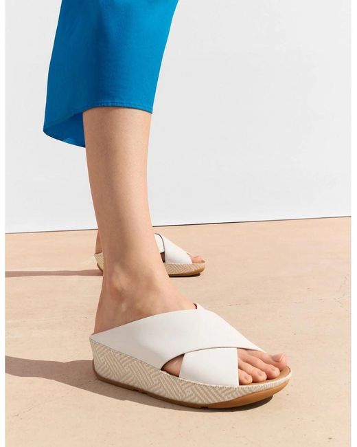 Fitflop White Lulu Lux Graphic-Weave Leather Urban Sandals