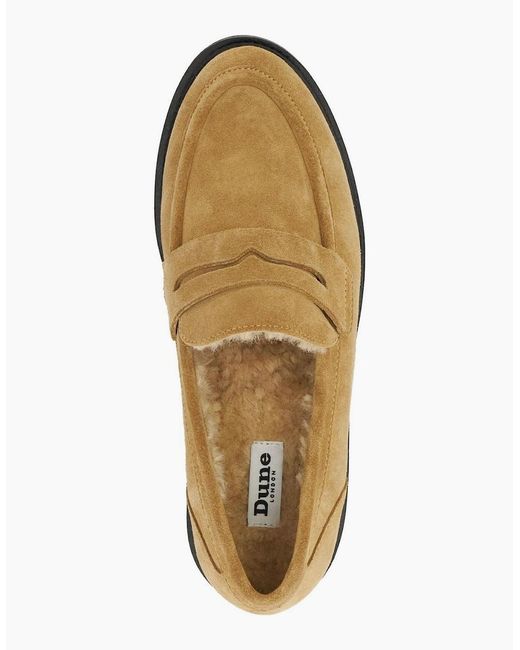 Dune White Lo Garfeld Moc Toe Penny Loafers