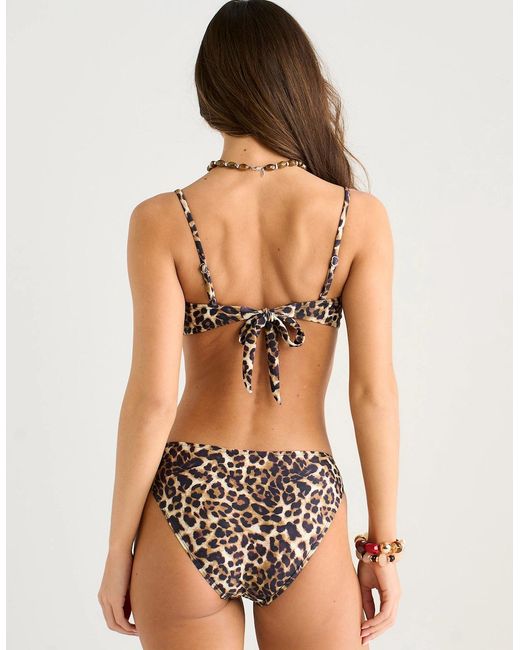 Gini London Multicolor Animal Print Ring Detail Bikini Top