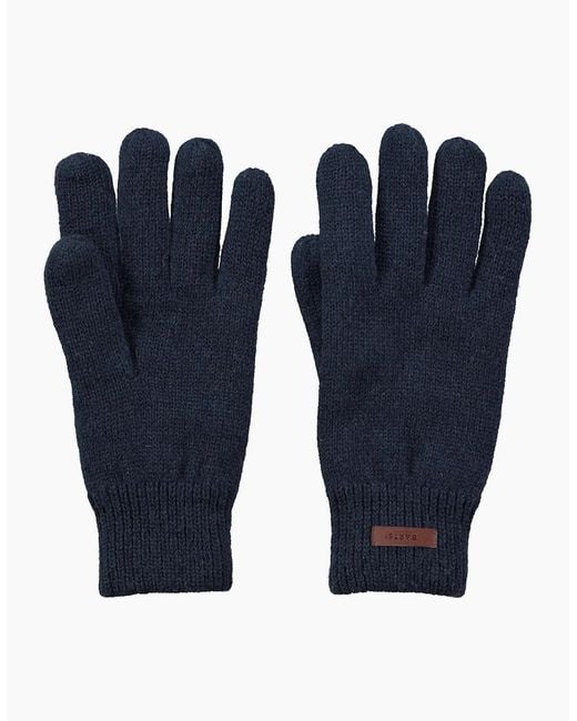 Barts Blue Haakkon Wool Fleece Lined Ribbed Cuff Gloves for men