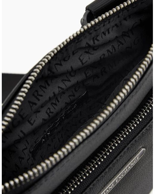 ARMANI EXCHANGE Black Metal Logo Shoulder Bag for men