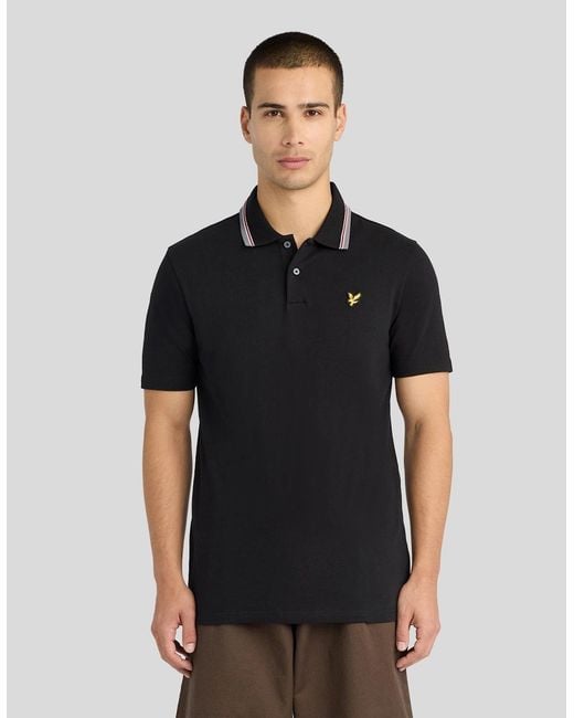 Lyle & Scott Black Tipped Track Polo Shirt for men