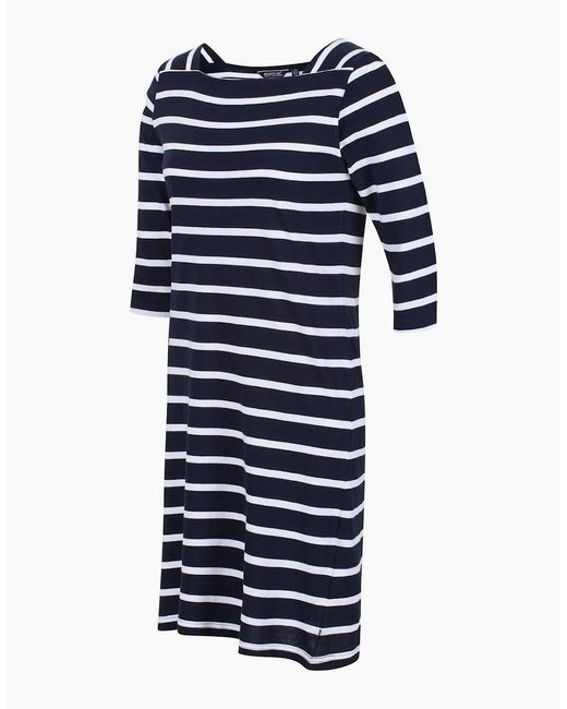 Regatta Blue Paislee Boat Neck Three Quarter Sleeve Knee Length Dress