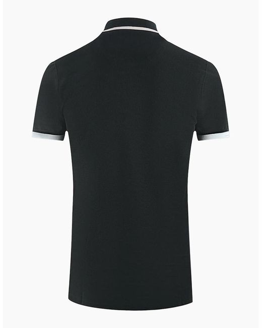 Aquascutum Black Branded Collar Polo Shirt for men