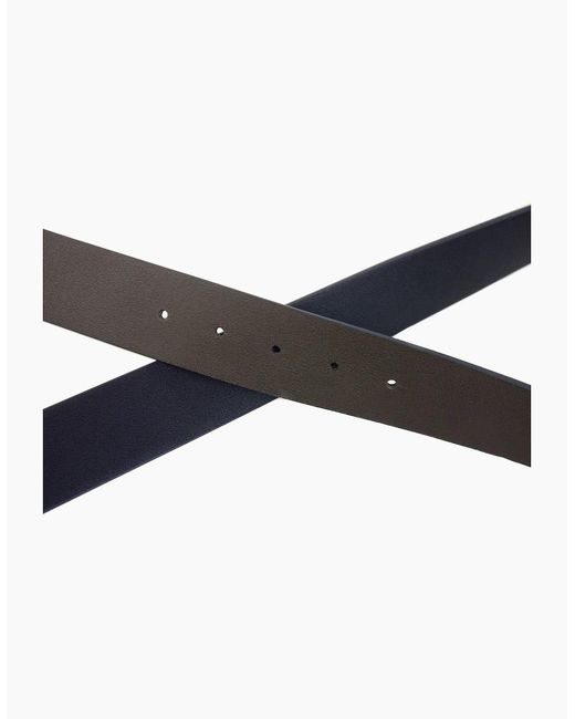 EA7 Blue Reversible Brushed Leather Belt for men