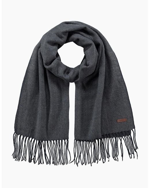 Barts Black Soho Wide Herrinbone Outdoor Scarves for men