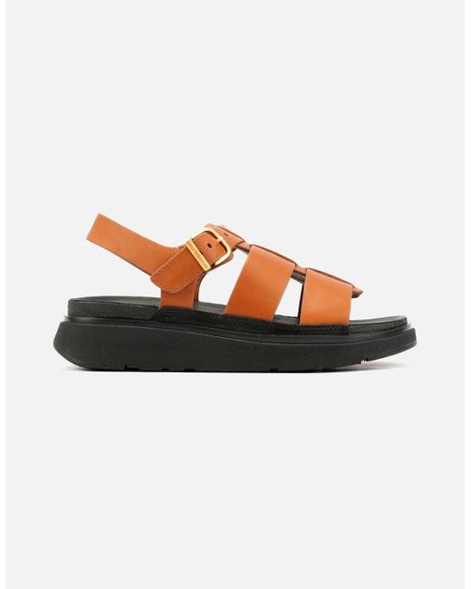 Fitflop Brown Gen-Ff Fisherman Leather Deep Tan Sandals