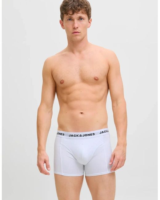Jack & Jones White Underwear Solid Trunks 7 Pack for men