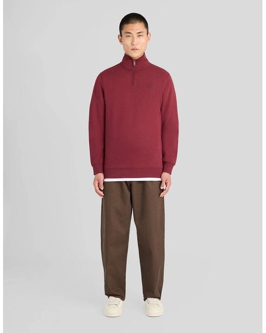 Lyle & Scott Red Superfine Cotton 1/4 Zip Sweatshirt for men