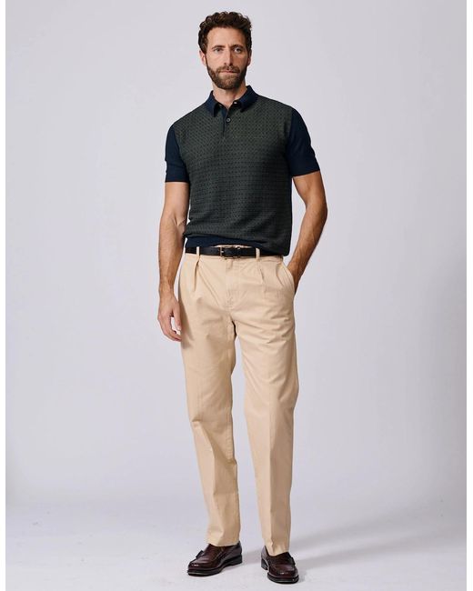 aubi Black Coleridge Textured Front Polo for men