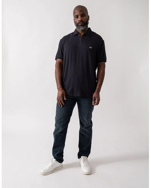 ARMANI EXCHANGE Blue Zip Polo Shirt for men