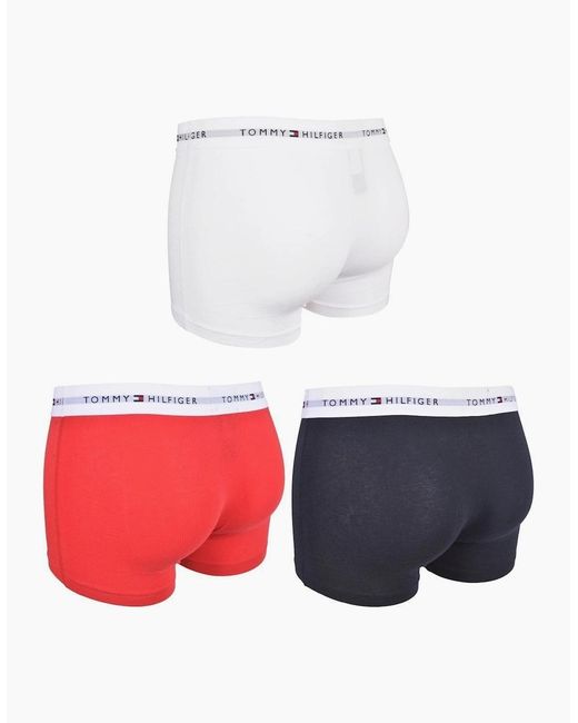 Tommy Hilfiger Red 3-Pack Signature Cotton Boxer Trunks for men
