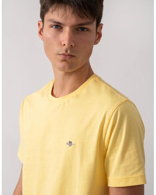 Gant Natural Regular Fit Short Sleeve Shield Logo T-Shirt for men