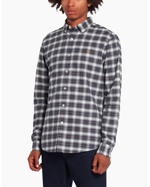 Farah Blue Fraser Check Long Sleeve Shirt for men