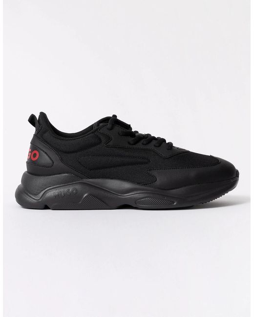 Boss Black Hugo Leon Logo-Counter Trainers With Canvas-Effect Fabric for men
