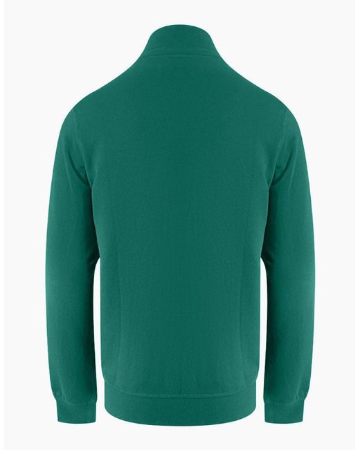 Aquascutum Green Active Small Logo Full Zip Mock Neck Hunter Fleece for men