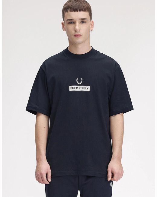 Fred Perry Blue Graphic T-Shirt for men